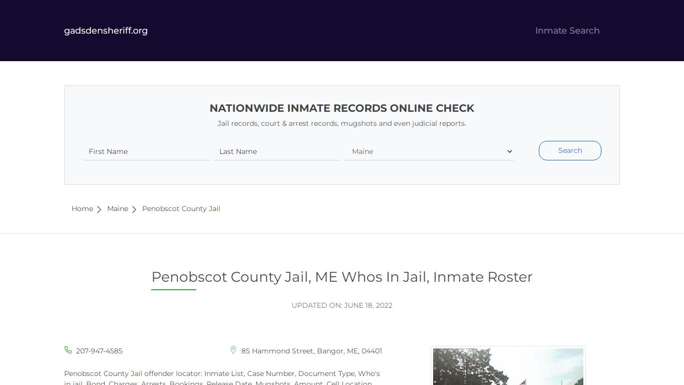 Penobscot County Jail, ME Inmate Roster, Whos In Jail - Gadsden County
